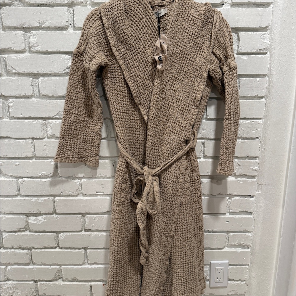 MagicLinen Waffle Hooded Bath Robe Beige S/M